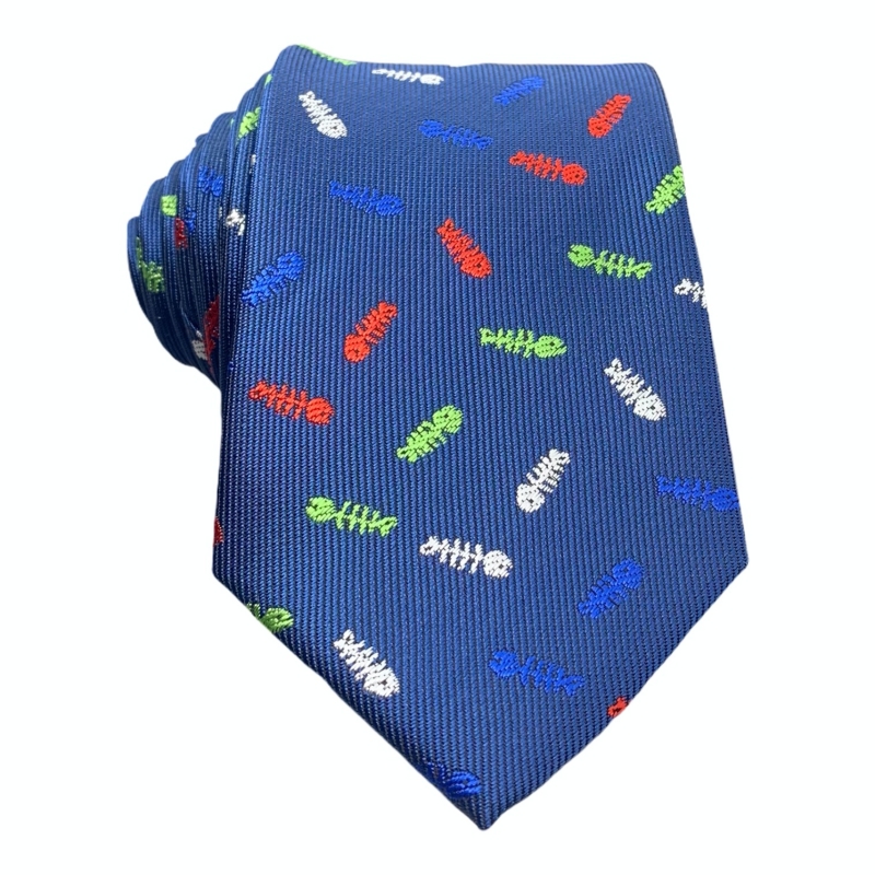 Modrá kravata Kostra rybičky 