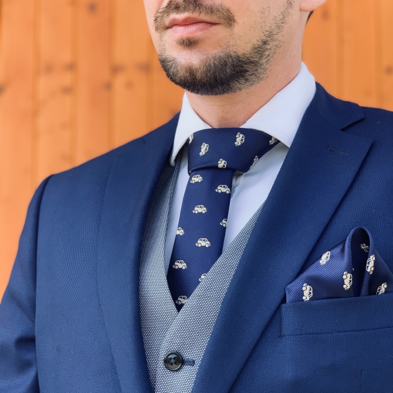 Modrý kapesník do saka Automobil 