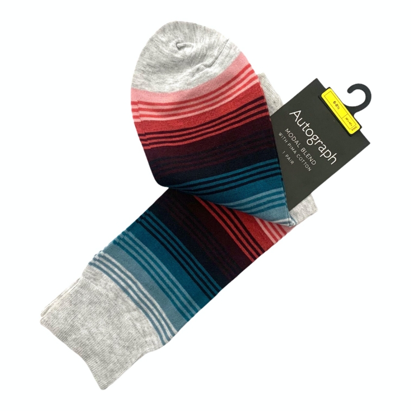 Šedé ponožky Marks and Spencer Autograph Stripes EU 39.5 - 42.5