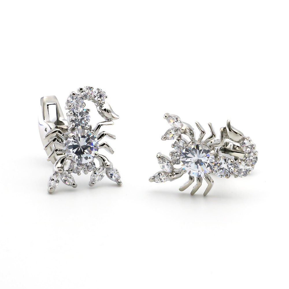 Stříbrné manžetové knoflíčky Škorpion crystal 