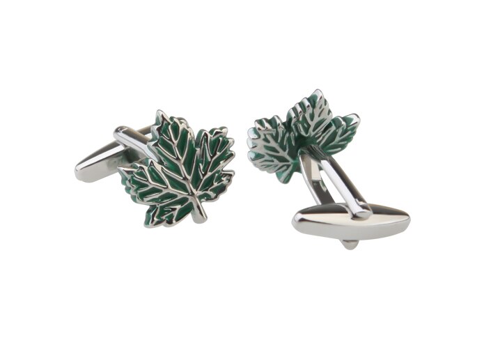 Manžetové knoflíčky zelený Javorový list 