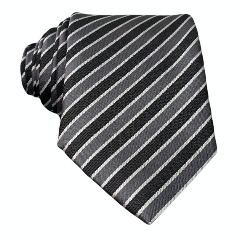 Šedo - černá kravata Pruhy 