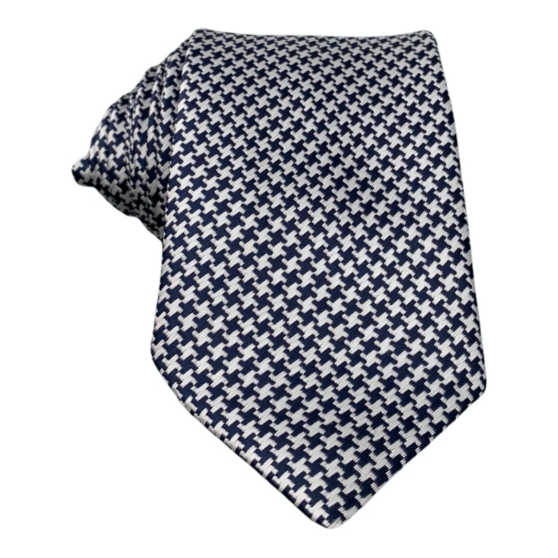 Modro - stříbrná kravata Houndstooth