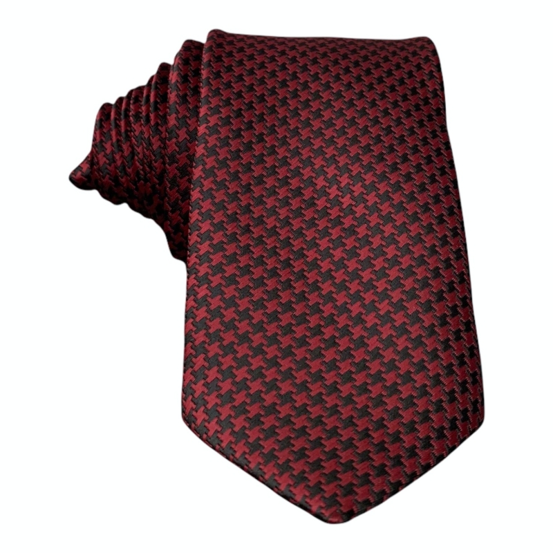 Červeno - černá kravata Houndstooth