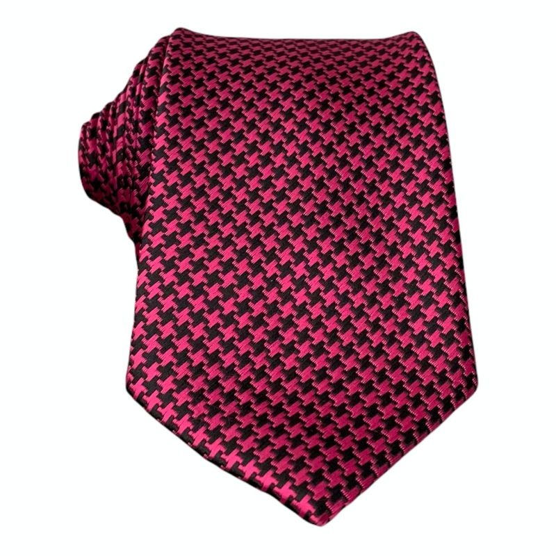 Růžovo - černá kravata Houndstooth