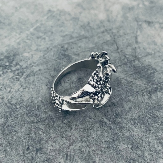 Stříbrno - černý prsten Drápy 