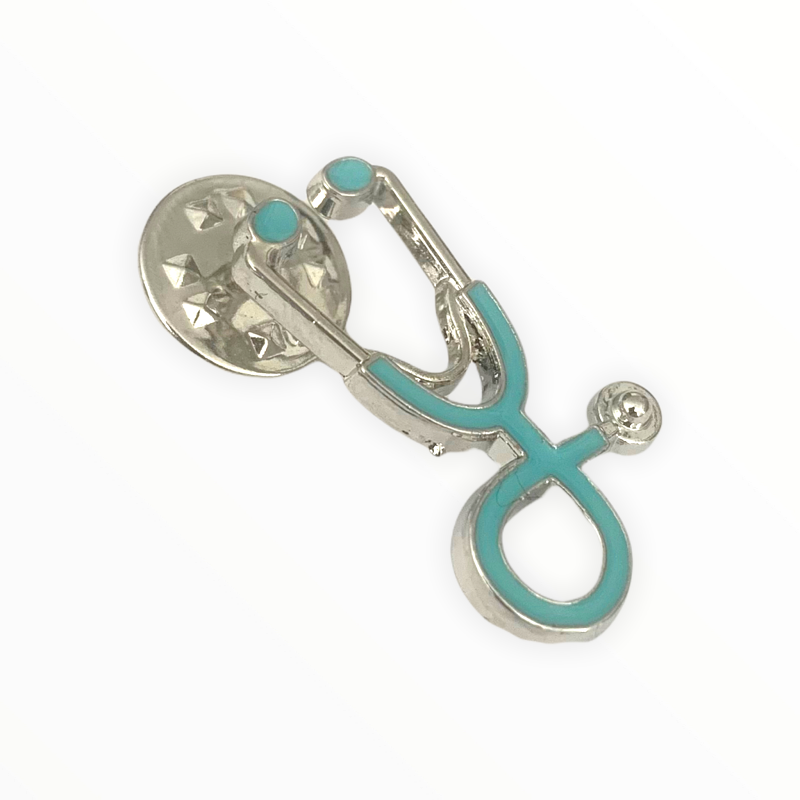 Stříbrno - tyrkysová brož Stetoskop 