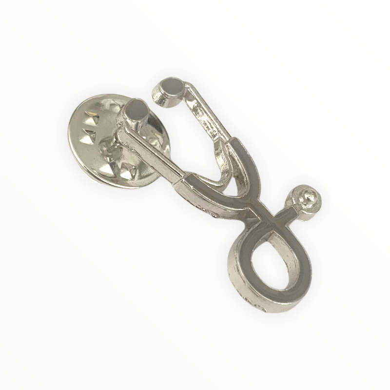 Stříbrno - šedá brož Stetoskop 