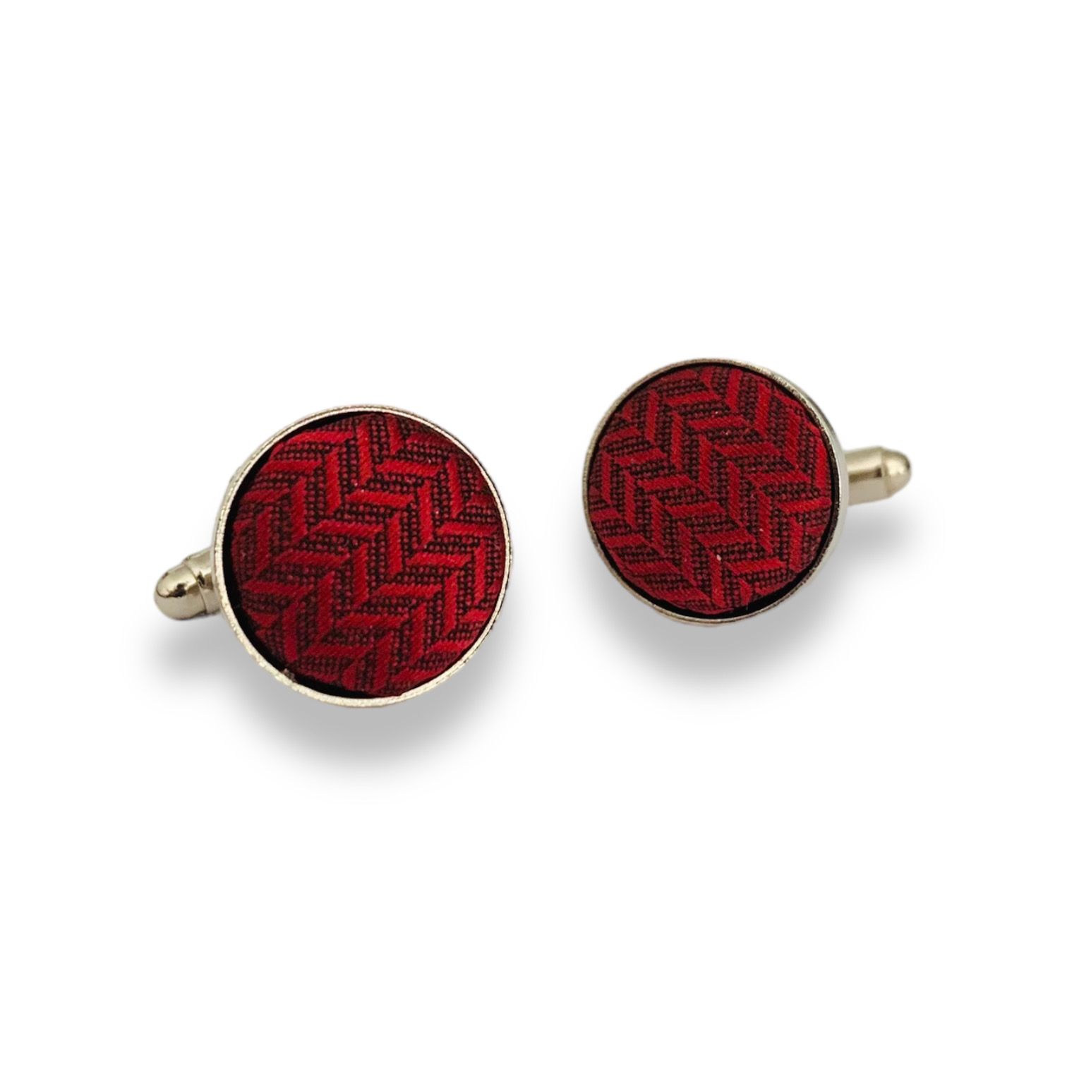 Rudé manžetové knoflíčky Round Wave