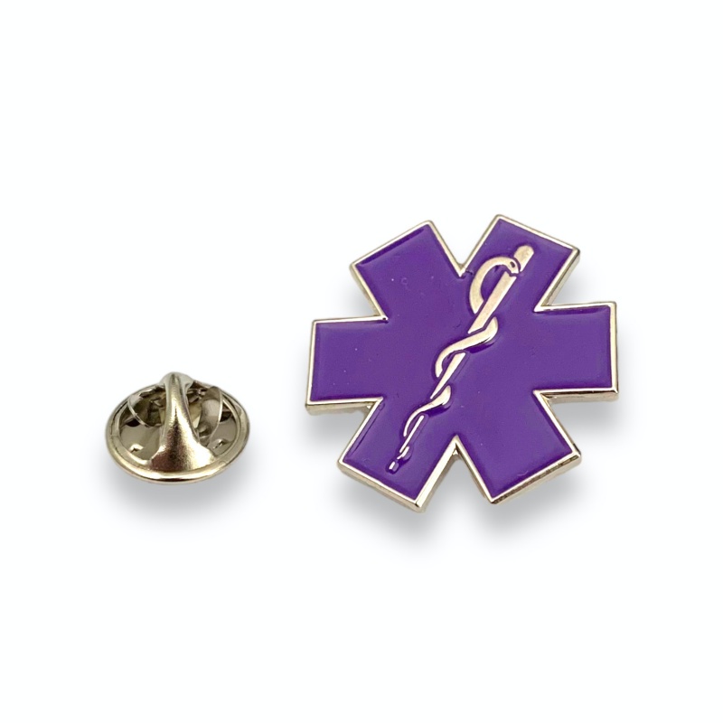 Fialová brož Medical znak 