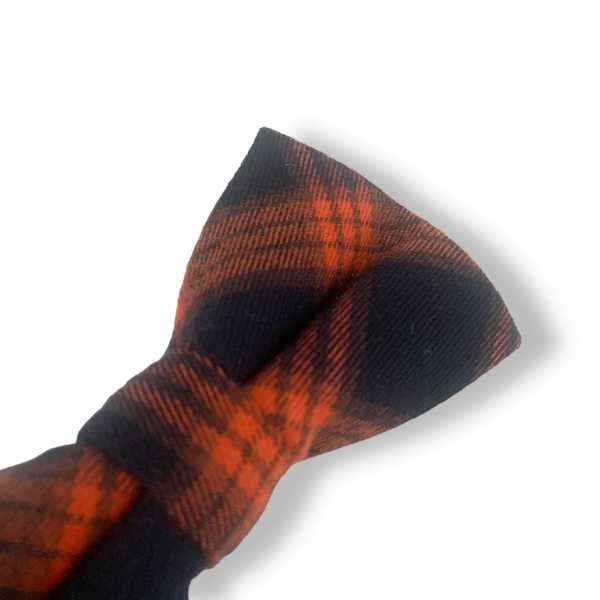 Černo - oranžový kostkovaný motýlek Cotton 