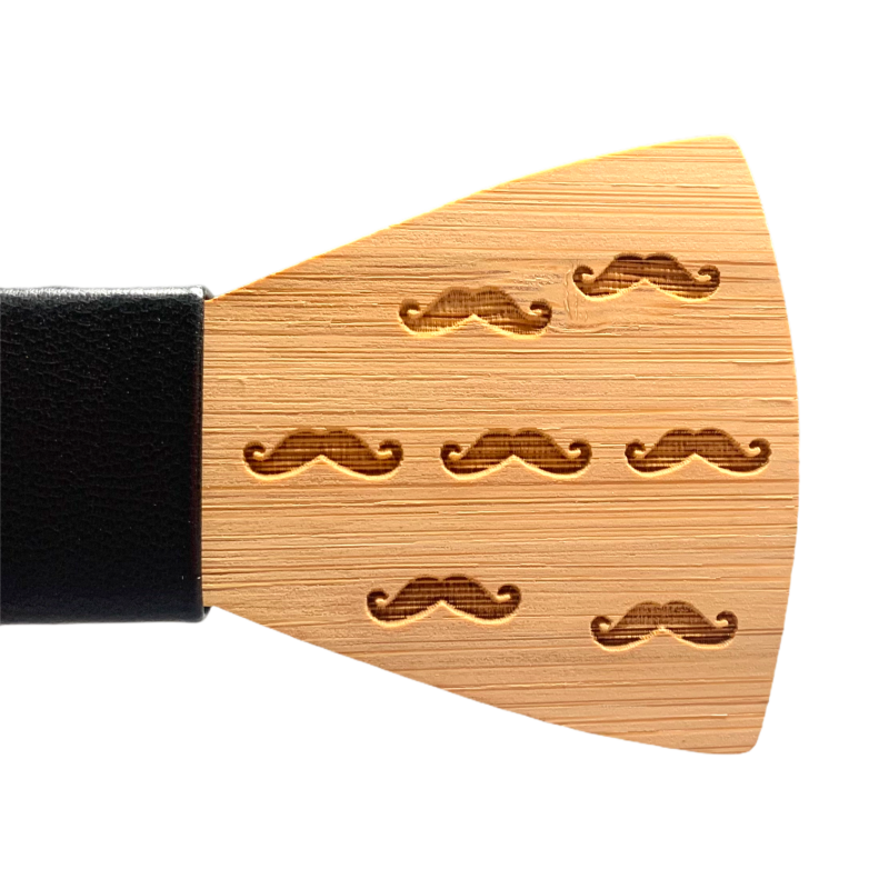 Dřevěný pánský motýlek Knír