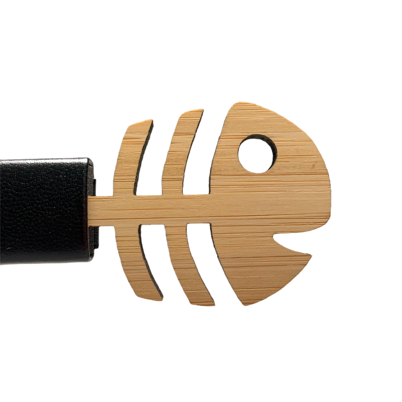 Dřevěný pánský motýlek Kostra Ryby Leather