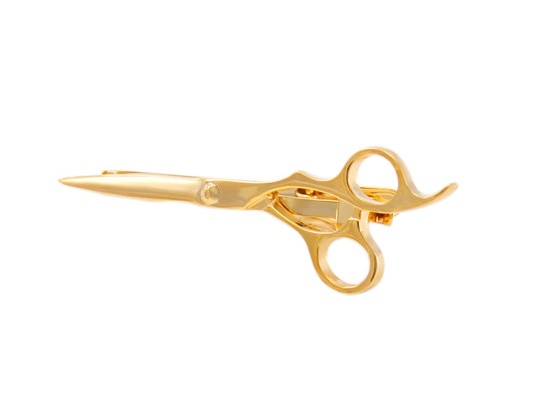 Spona na kravatu zlaté Kadeřnické nůžky