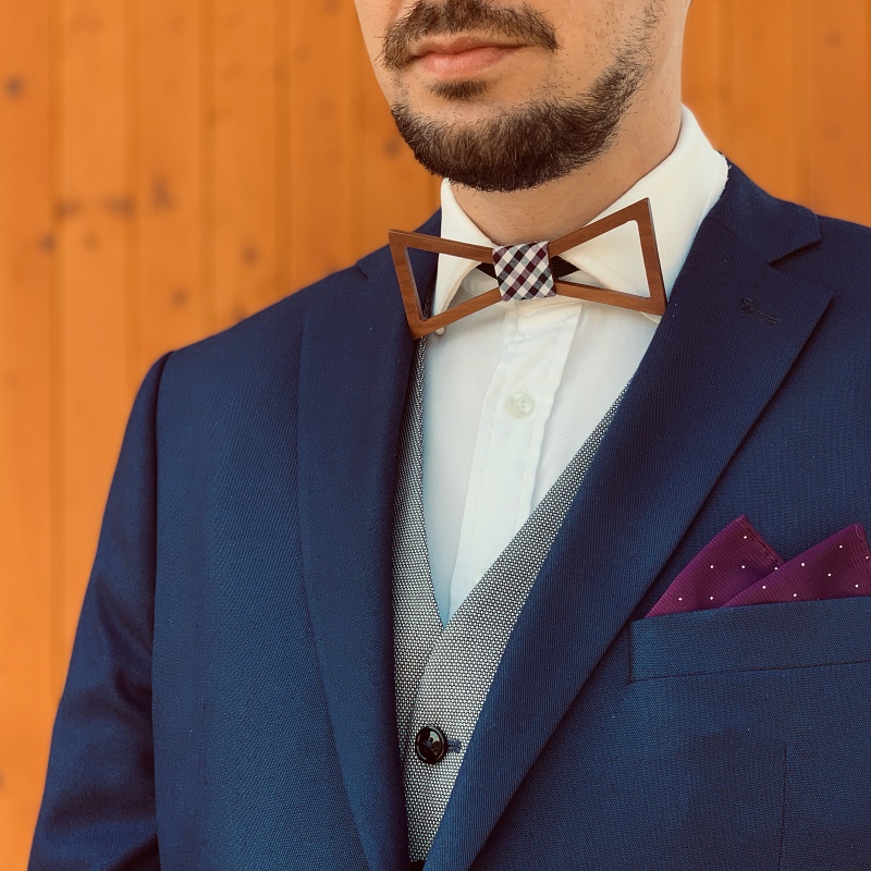 Dřevěný pánský motýlek Mahoosive Vrtule - kostky