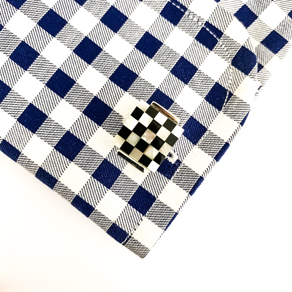 Manžetové knoflíčky Šachovnice Perleť