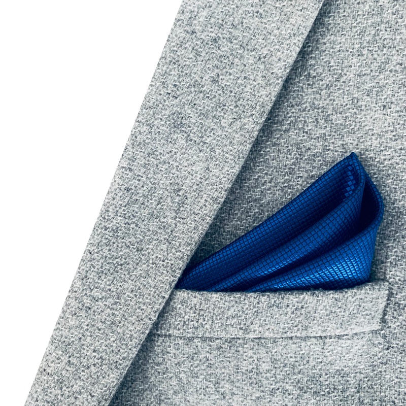 Dřevěný modrý set motýlek Sharp 3D + manžetové knoflíčky + kapesník