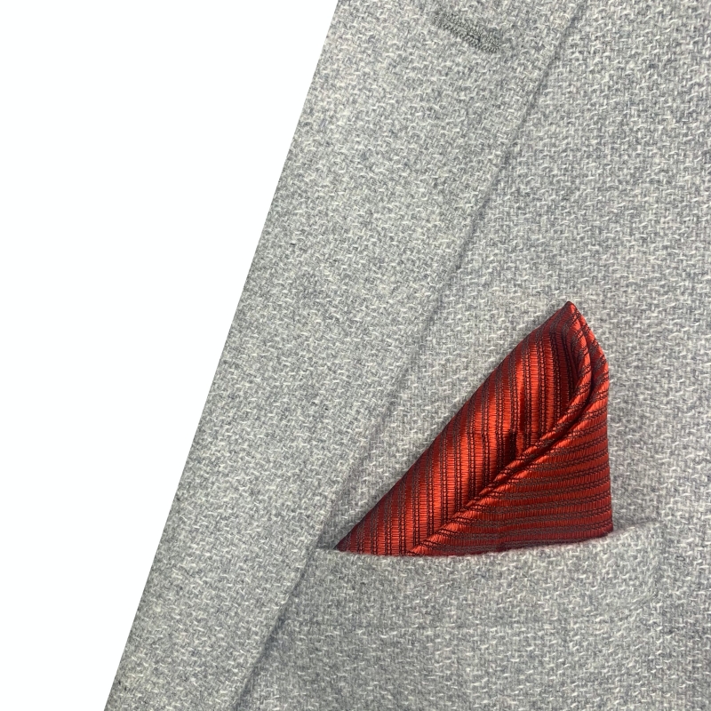 Červeno - černý set - kapesník + manžetové knoflíčky Stripe