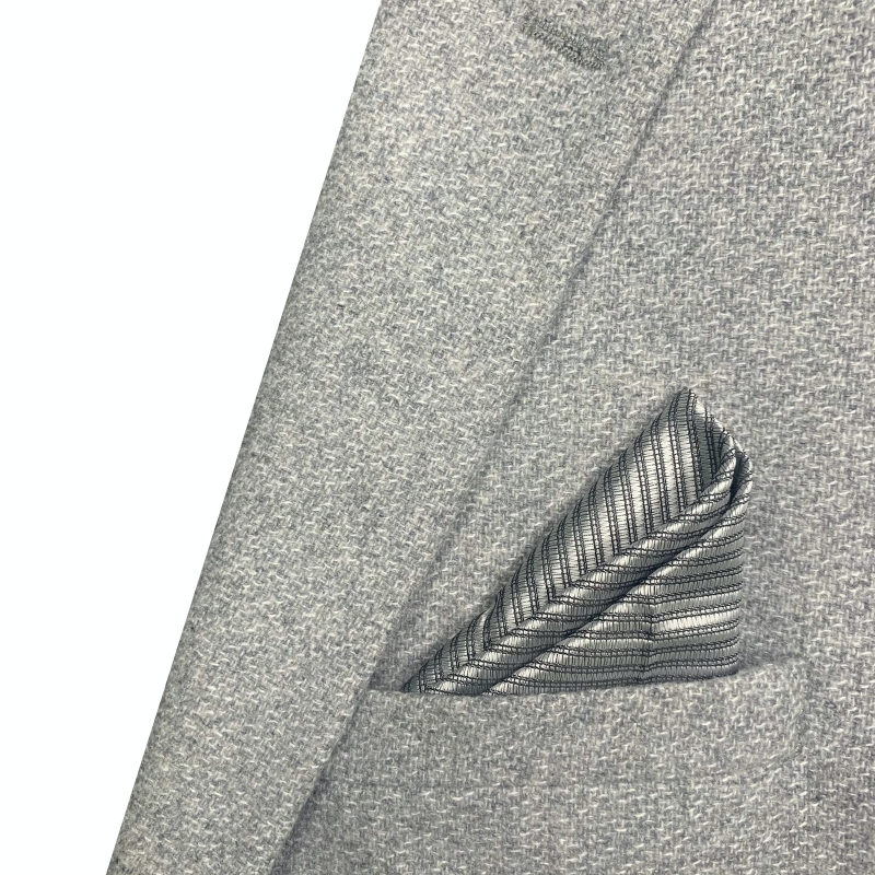 Stříbrno - černý set - kapesník + manžetové knoflíčky Stripe