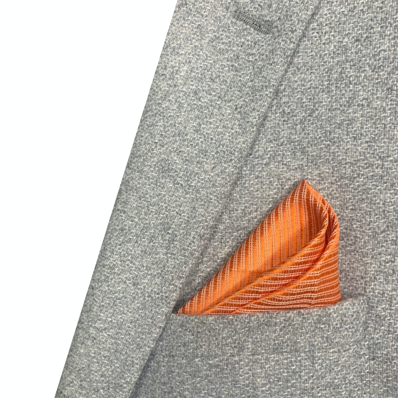 Oranžovo - bílý set - kapesník + manžetové knoflíčky Stripe