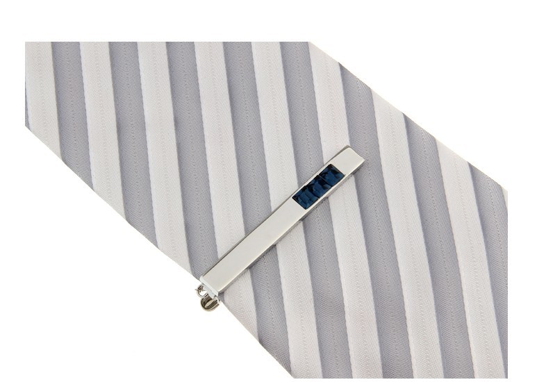 Spona na kravatu Krystaly modré 