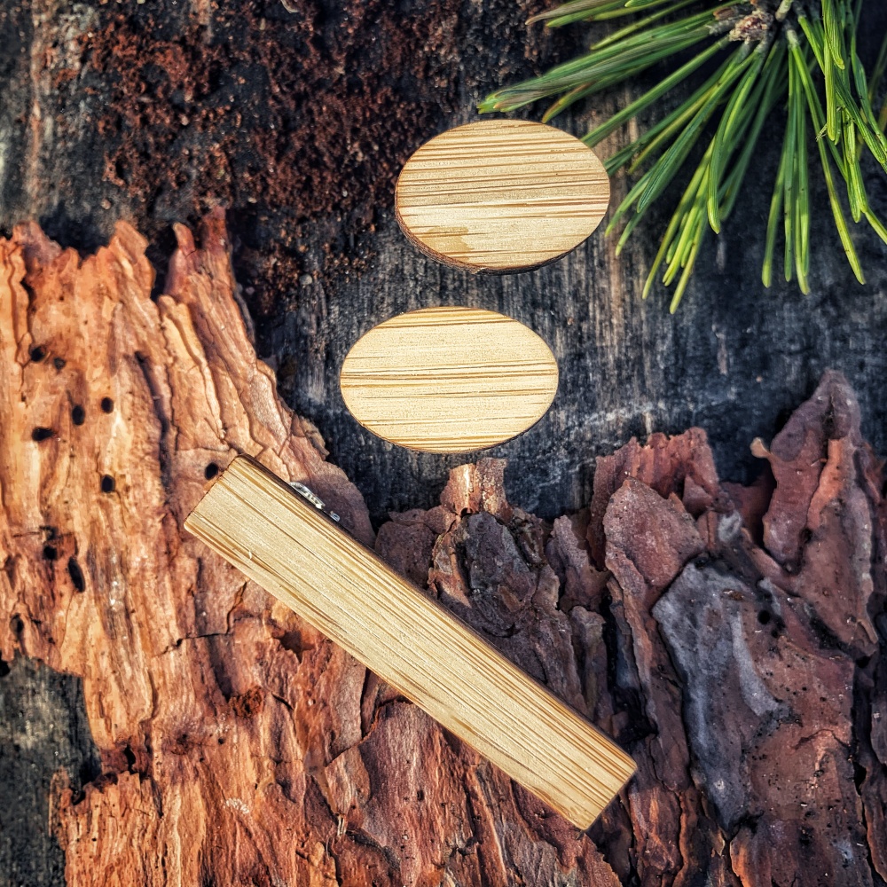 Dřevěný set - spona na kravatu a manžetové knoflíčky Ovál 