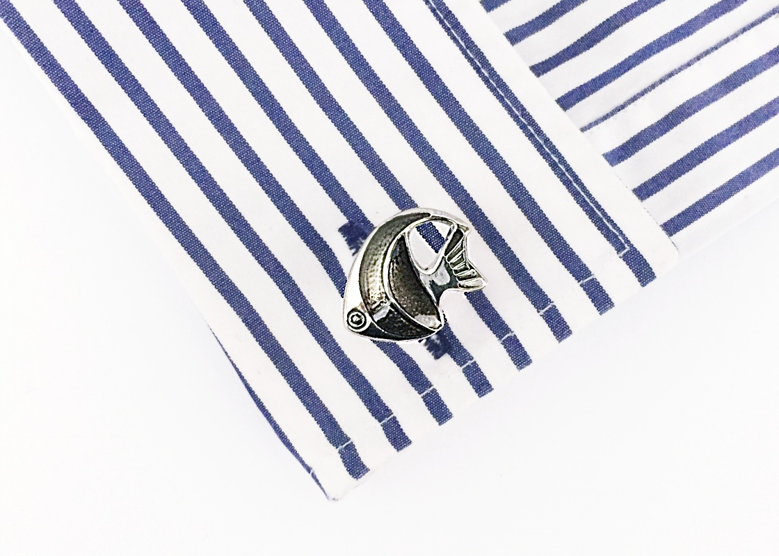 Manžetové knoflíčky Tropické ryby černé  