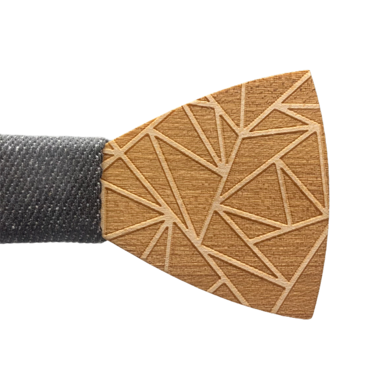 Dřevěný pánský motýlek Origami I.  denim