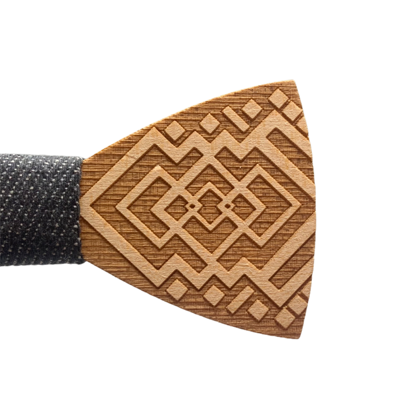 Dřevěný pánský motýlek Square denim