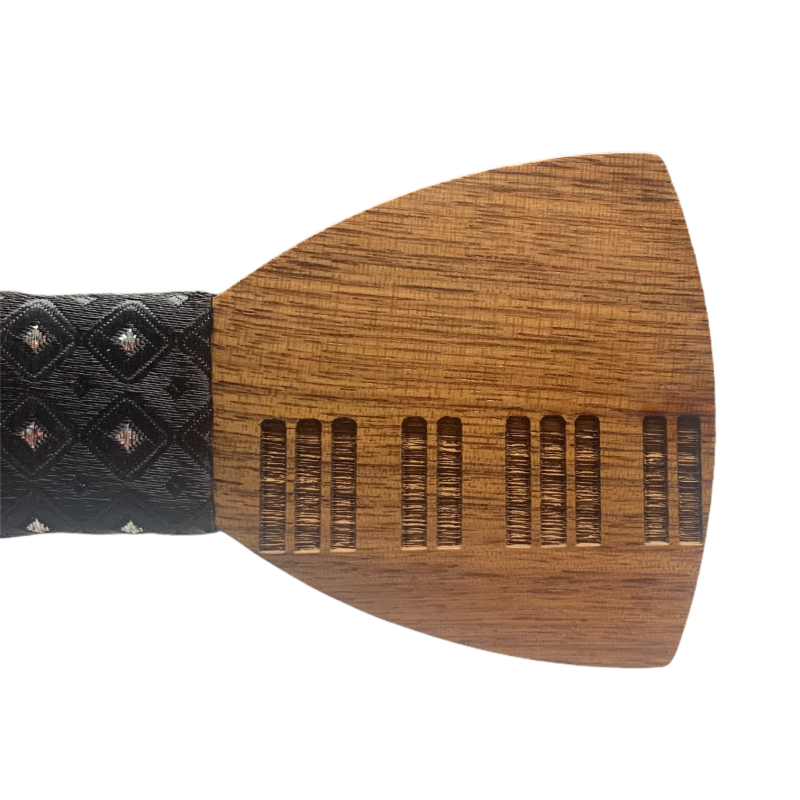 Dřevěný pánský motýlek Piano klávesy Hvězdy černé 