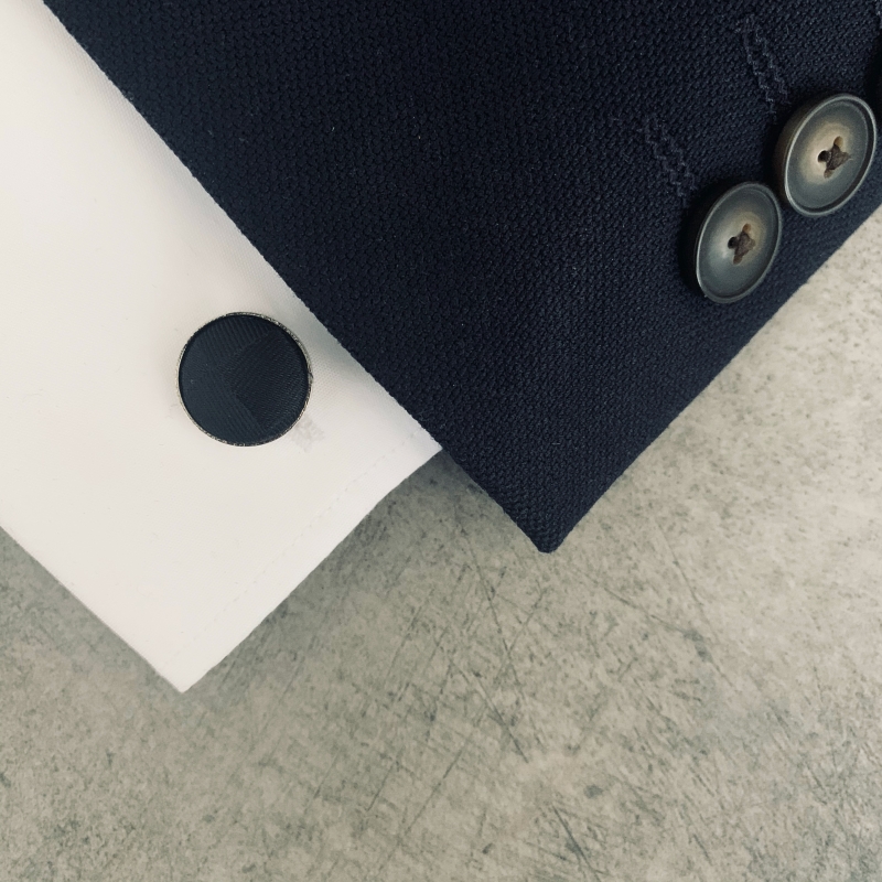 Černý set - motýlek + kapesník + manžetové knoflíčky Šachovnice 