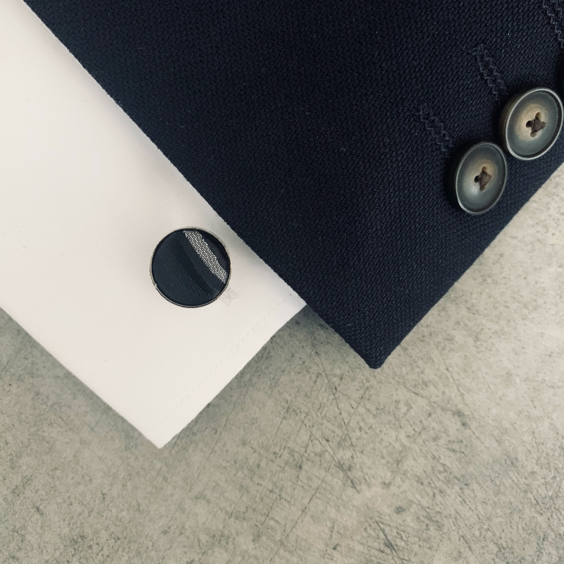 Černo - stříbrný set - motýlek + kapesník + manžetové knoflíčky Vintage 