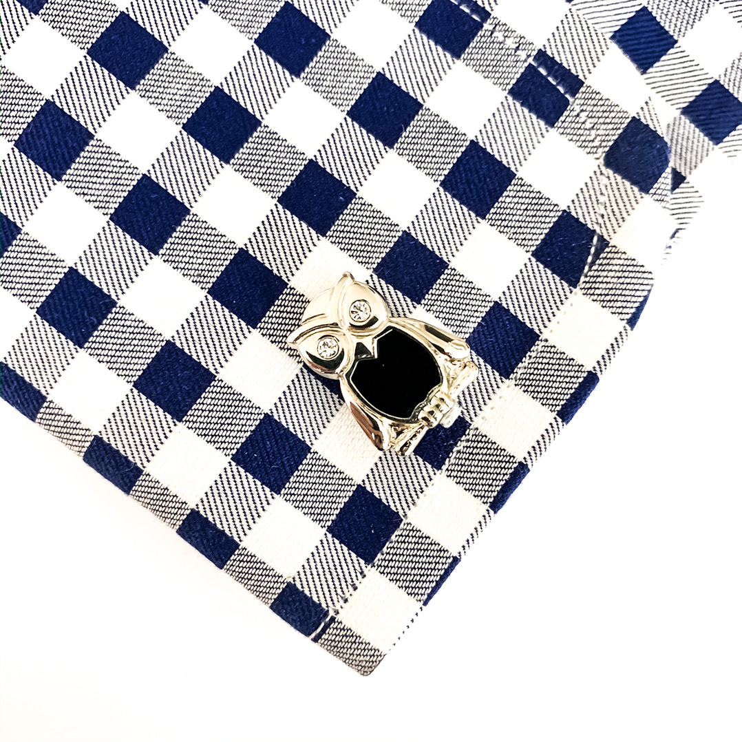 Manžetové knoflíčky Sova černá 