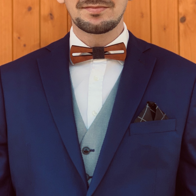 Dřevěný pánský motýlek Slim Průzor Denim 