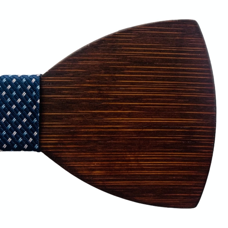 Dřevěný pánský motýlek Mahoosive Classic Blue stripes
