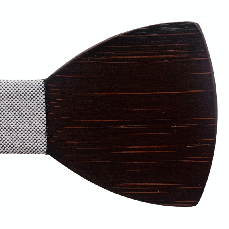 Dřevěný pánský motýlek Mahoosive Classic WHT-BLK