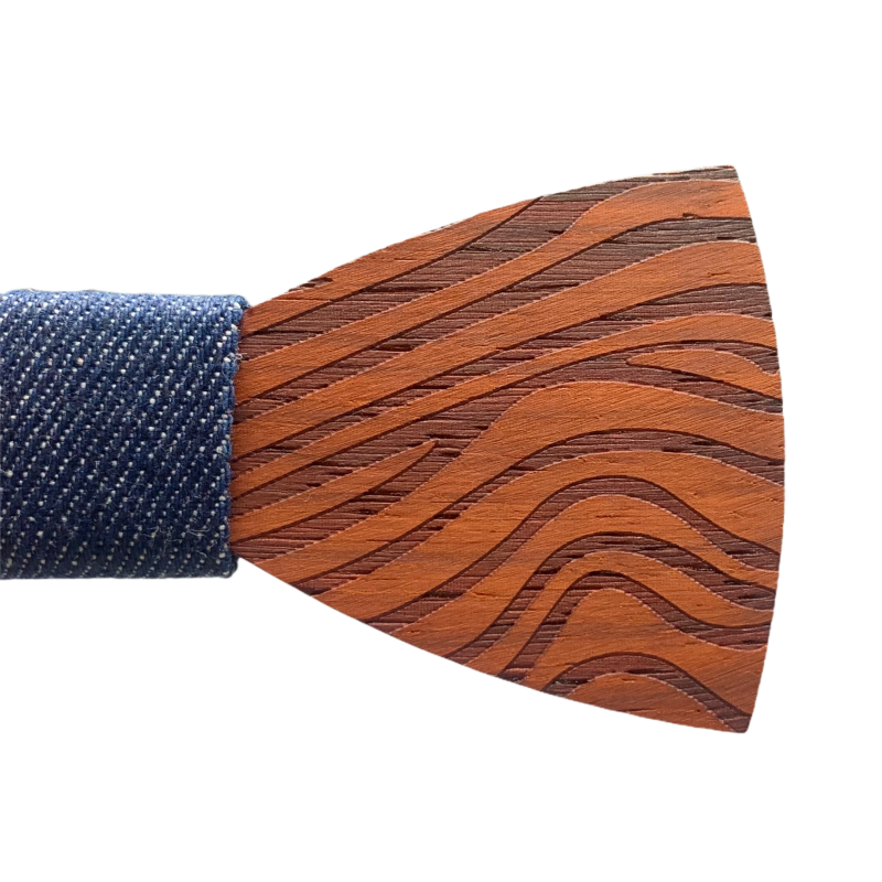 Dřevěný pánský motýlek Zebra denim