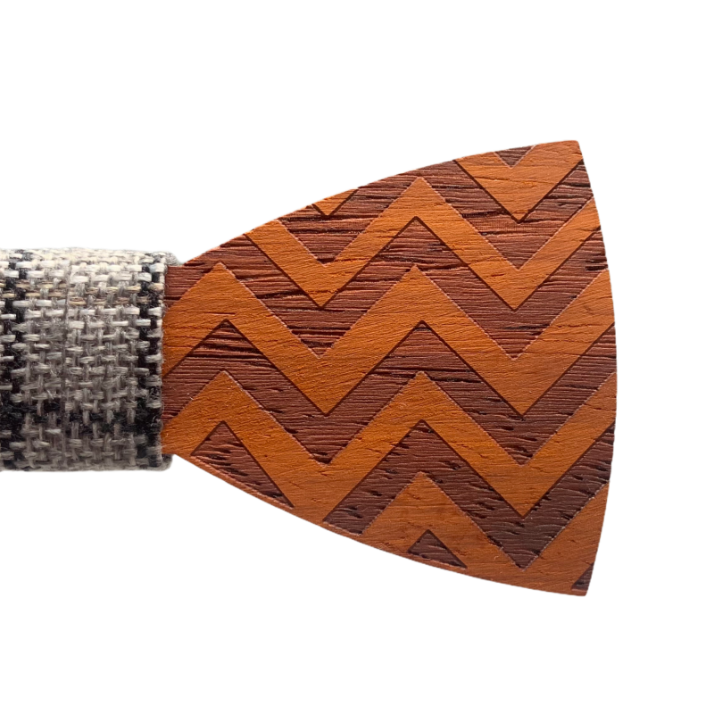 Dřevěný pánský motýlek Wave grey