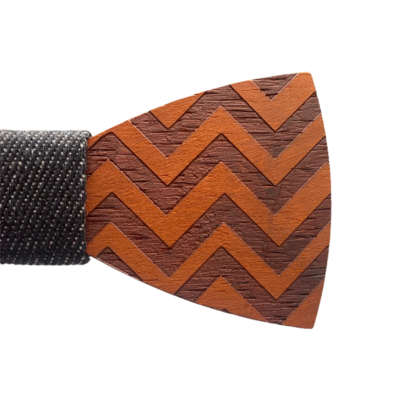 Dřevěný pánský motýlek Wave black denim 