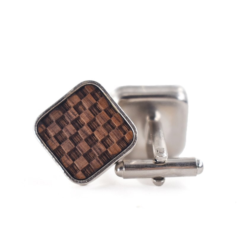Manžetové knoflíčky Wood Šachovnice 
