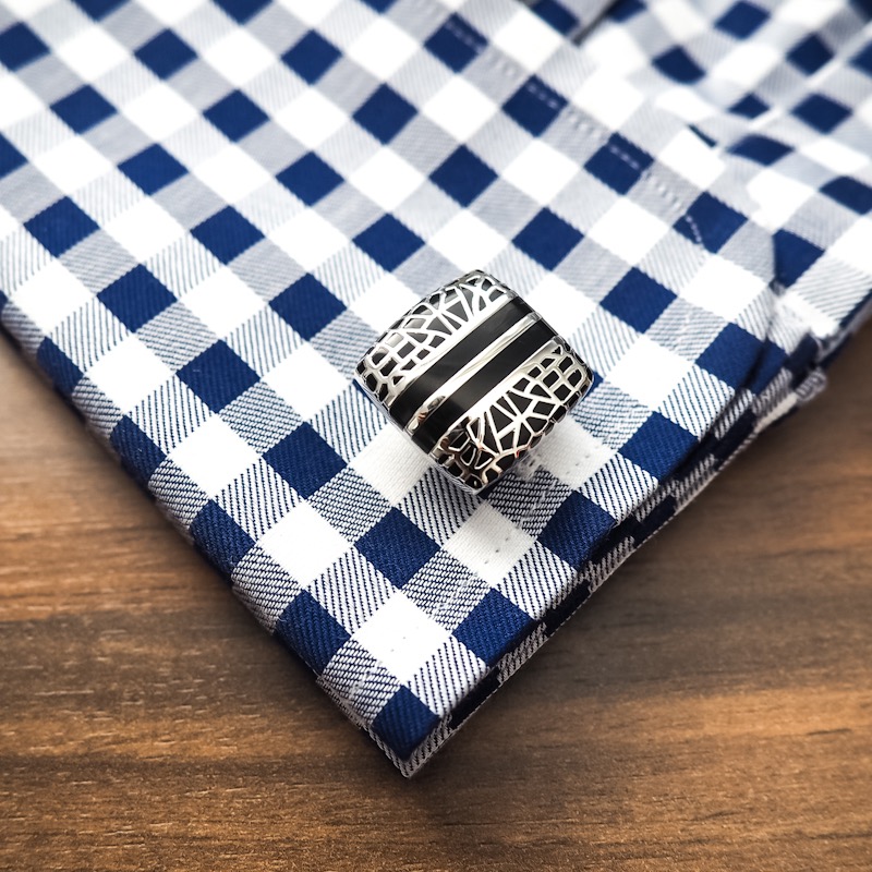 Manžetové knoflíčky Two black stripes 