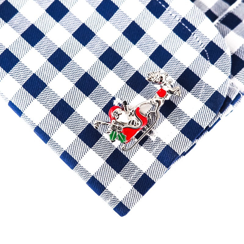 Manžetové knoflíčky Santa na saních 