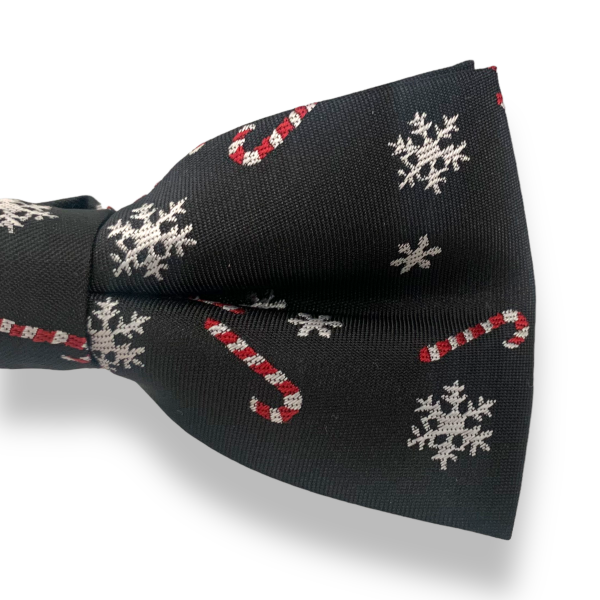 Černý vánoční motýlek Lízátka a sněhové vločky 