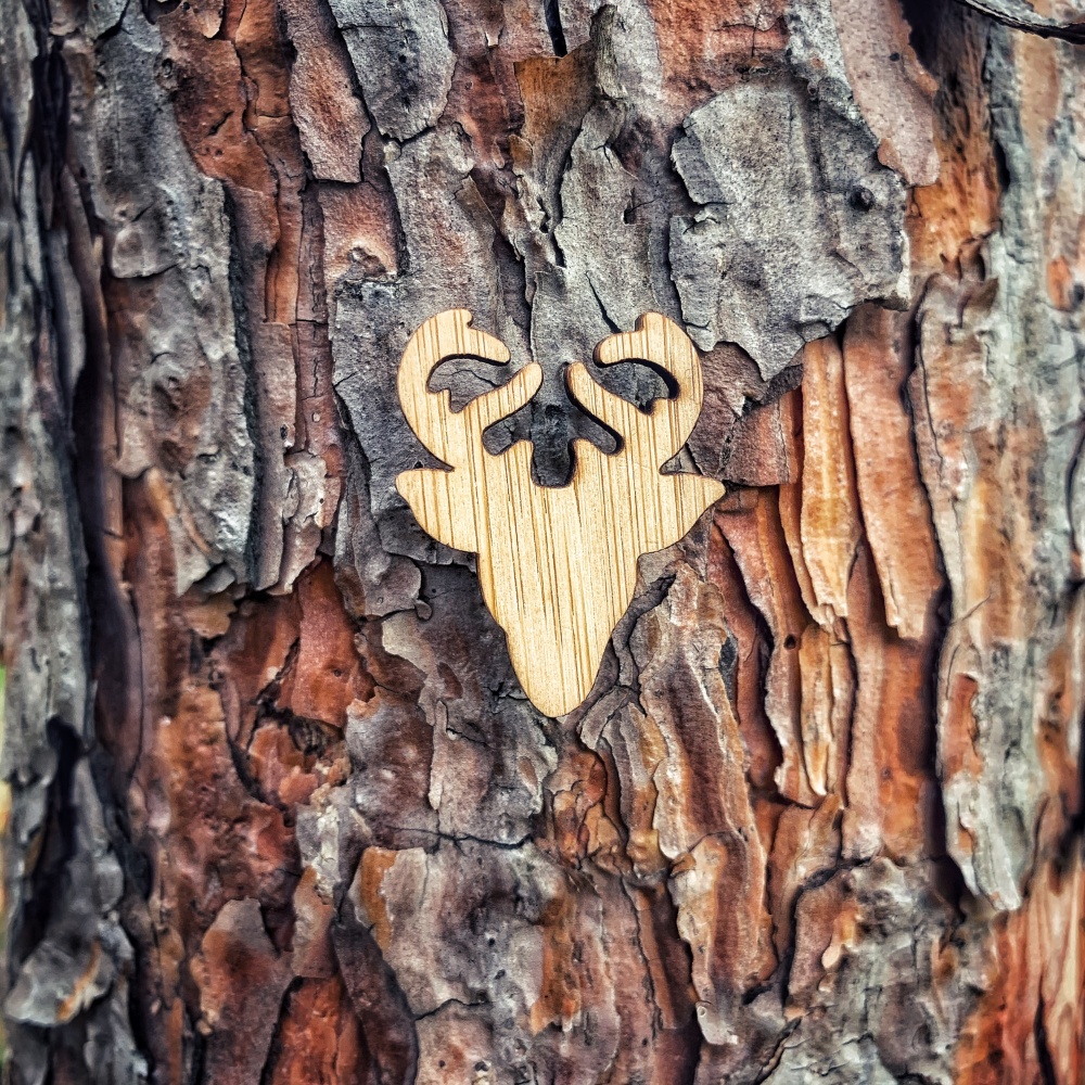 Dřevěná brož Jelen parohy 