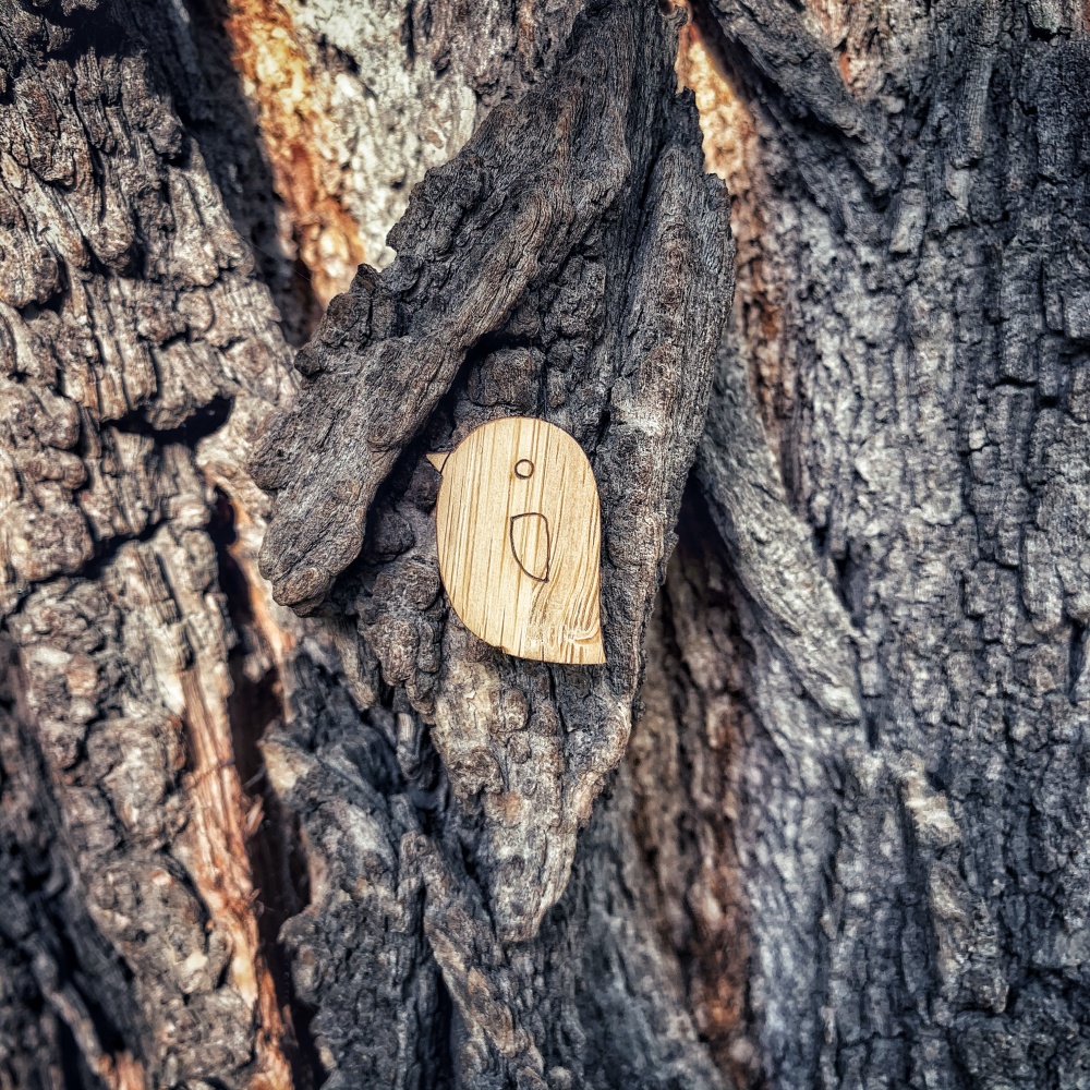 Dřevěná brož Ptáček 