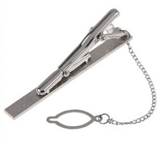 Stříbrná spona na kravatu 2 stripes s krystalem