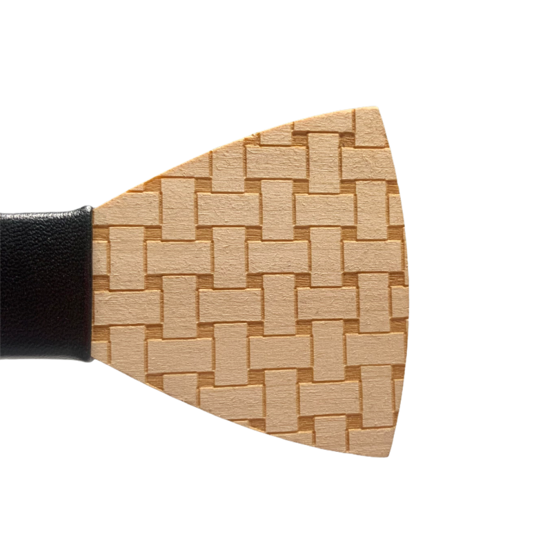 Dřevěný pánský motýlek Fabric leather