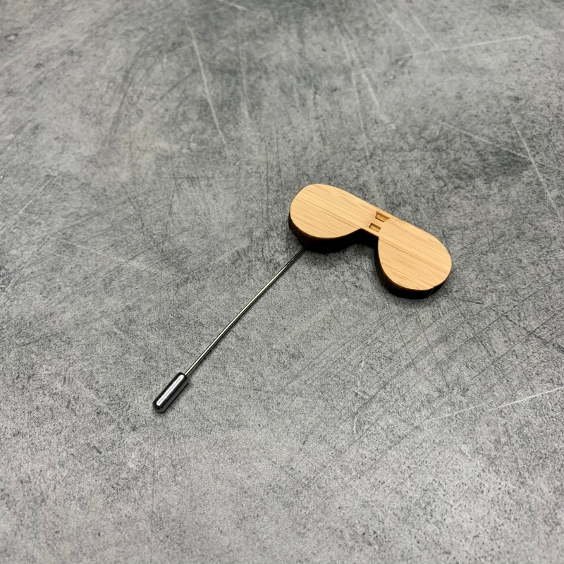 Dřevěná brož Brýle pilotky 