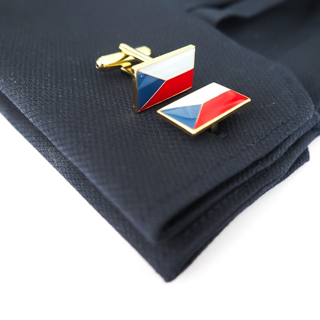 Zlaté manžetové knoflíčky Vlajka Česká republika