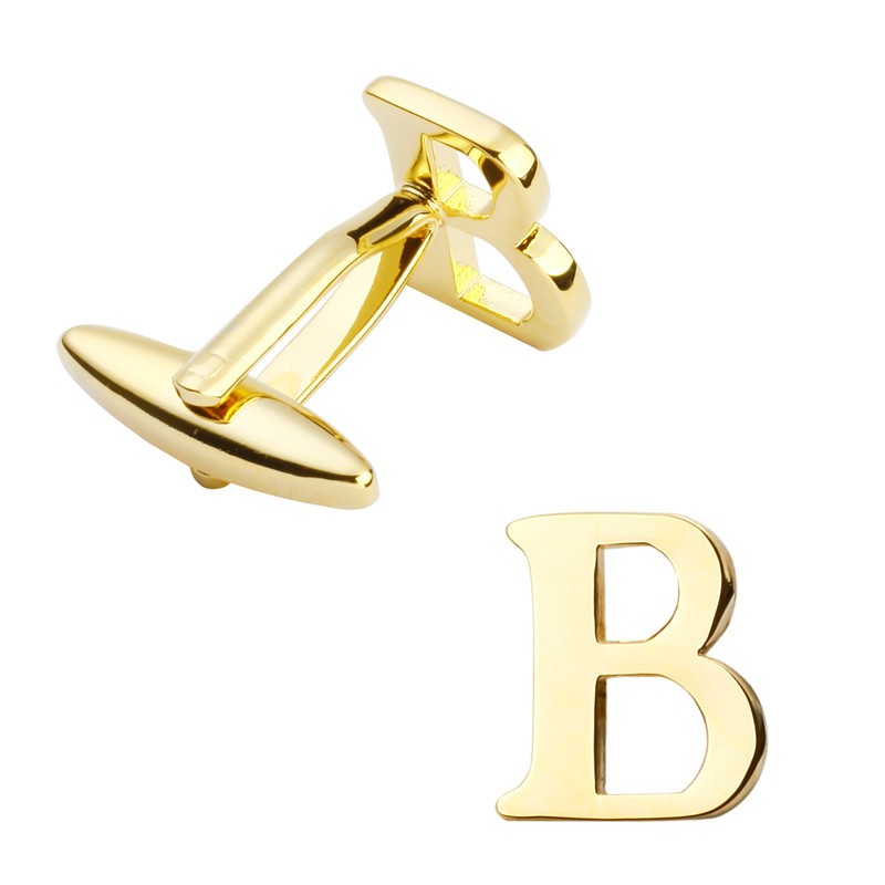 Manžetový knoflíček zlatý Iniciál B - malý 